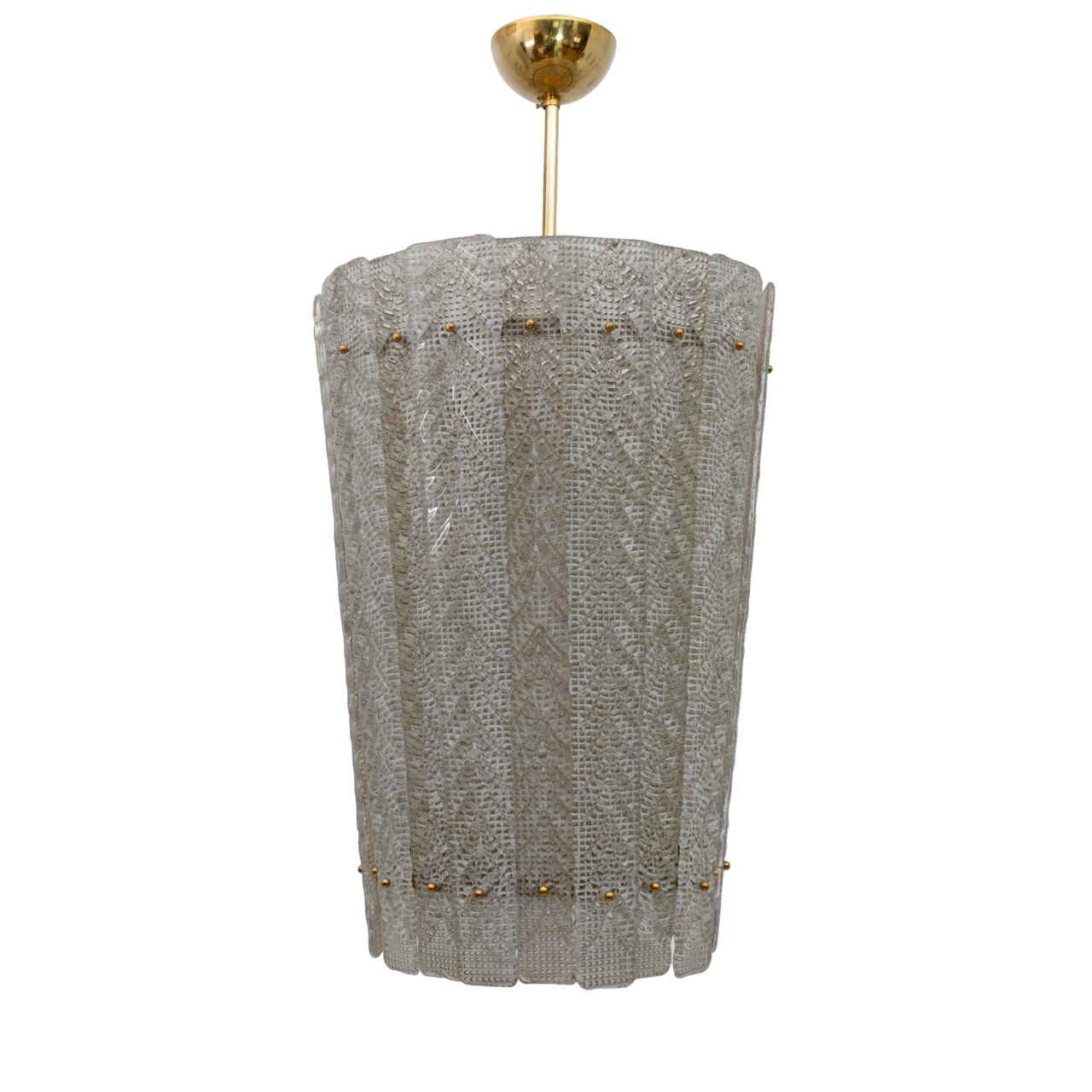 Barovier & Toso Art Dèco Style Brass Murano Glass Lantern Chandelier