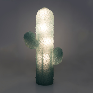 Poliarte Mid-century Modern Murano Glass Water Green Floor Lamp "Cactus", 1970s