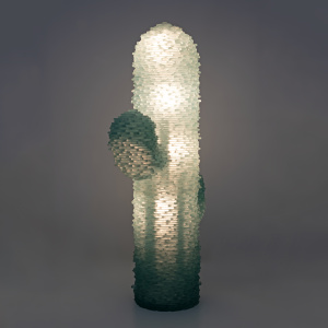 Poliarte Mid-century Modern Murano Glass Water Green Floor Lamp "Cactus", 1970s