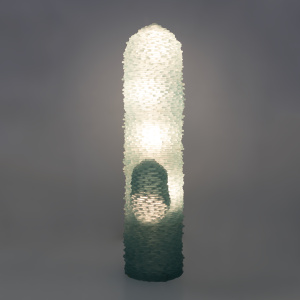 Poliarte Mid-century Modern Murano Glass Water Green Floor Lamp "Cactus", 1970s