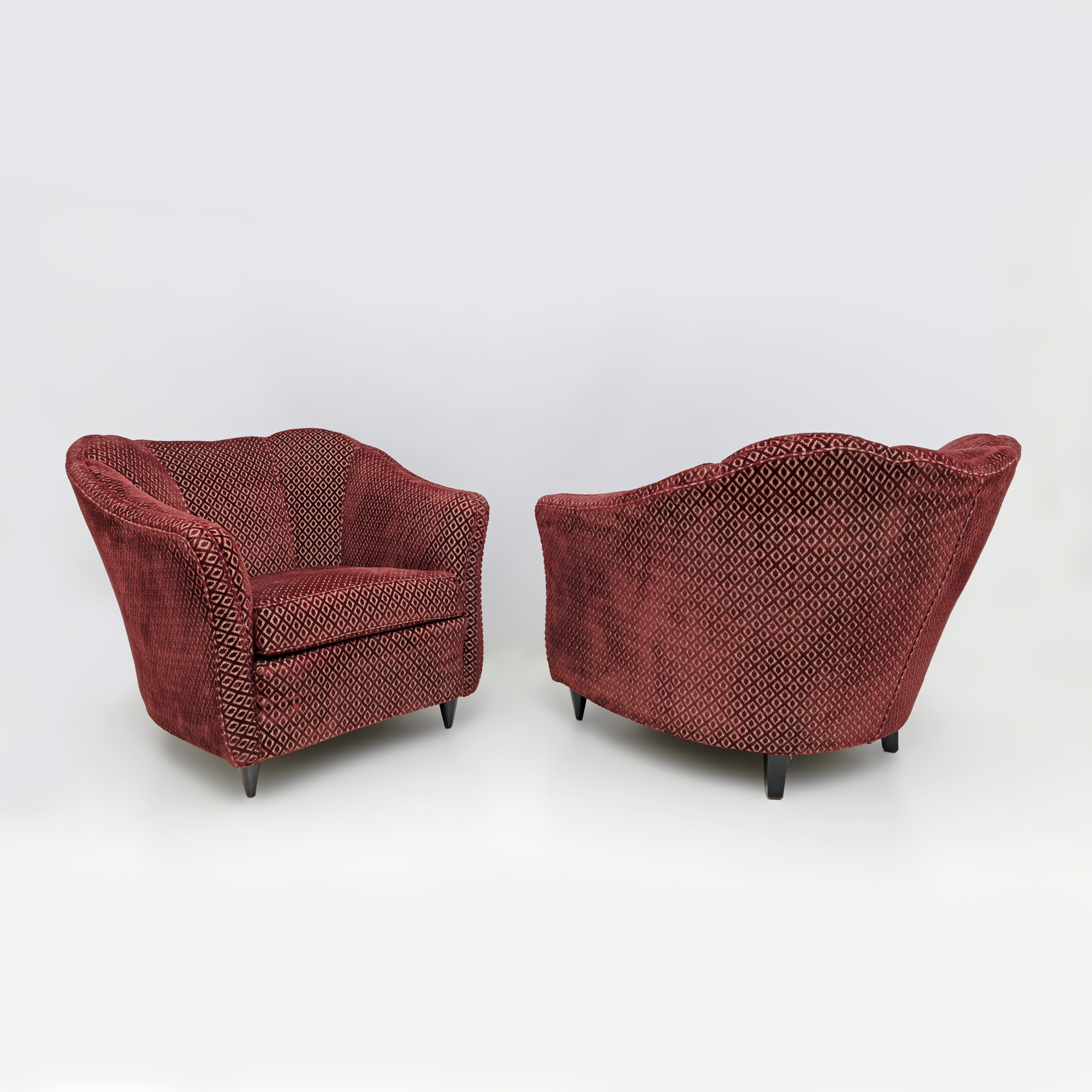 Pair of Gio Ponti Mid-Century Modern Velvet Armchairs for Casa e Giardino, 1950s