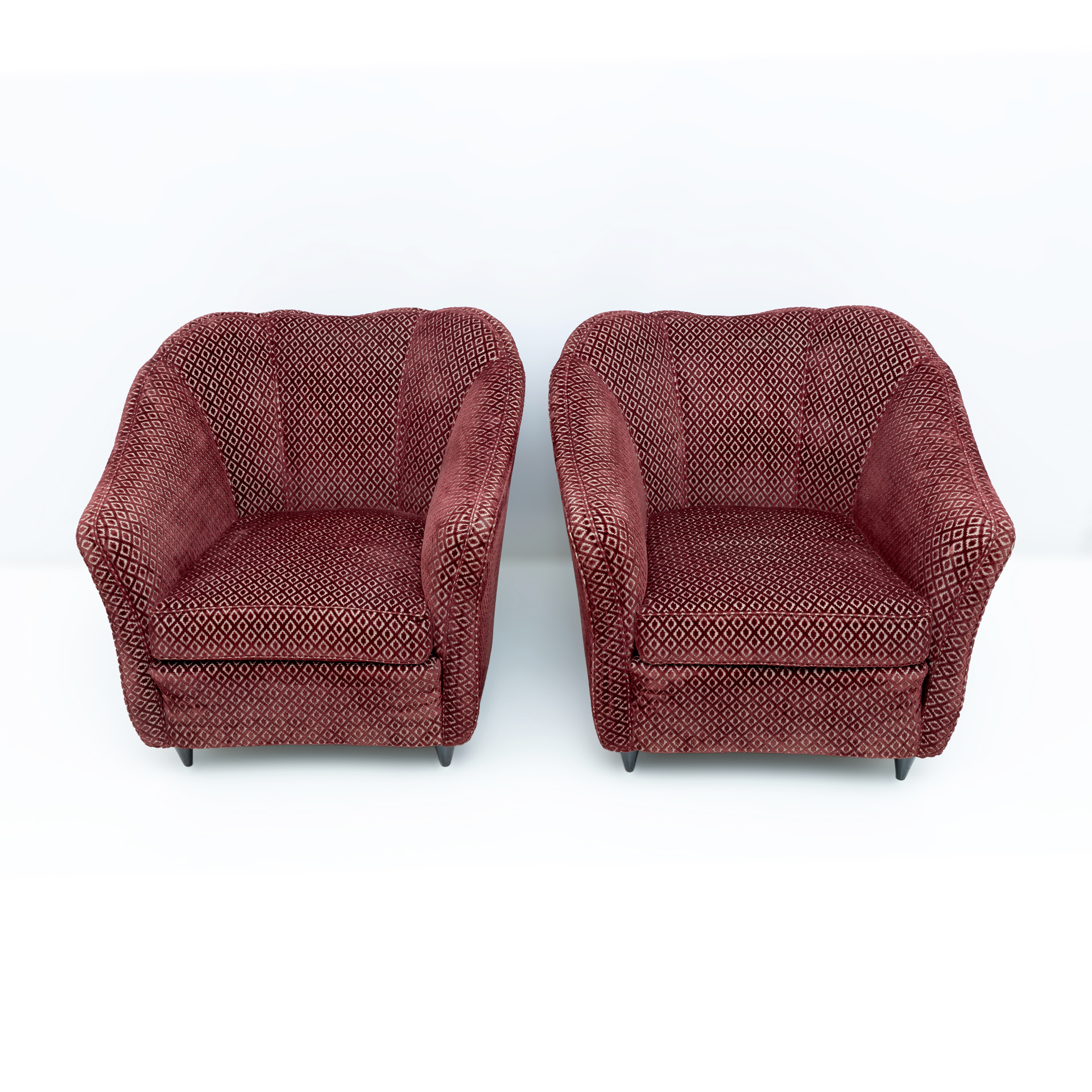 Pair of Gio Ponti Mid-Century Modern Velvet Armchairs for Casa e Giardino, 1950s