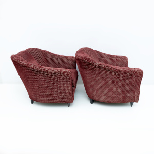 Pair of Gio Ponti Mid-Century Modern Velvet Armchairs for Casa e Giardino, 1950s