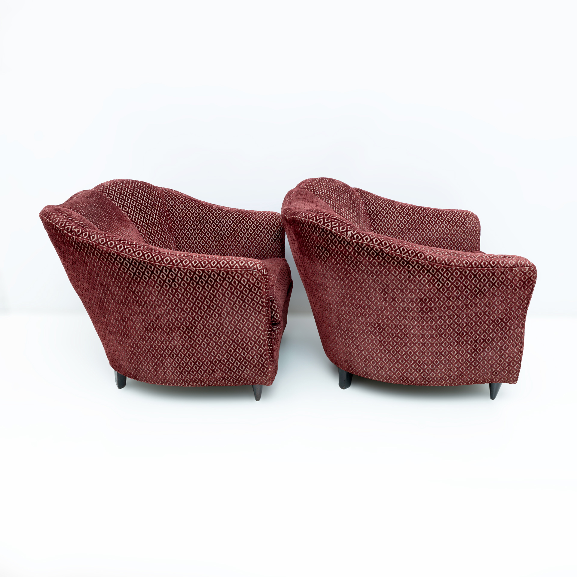 Pair of Gio Ponti Mid-Century Modern Velvet Armchairs for Casa e Giardino, 1950s