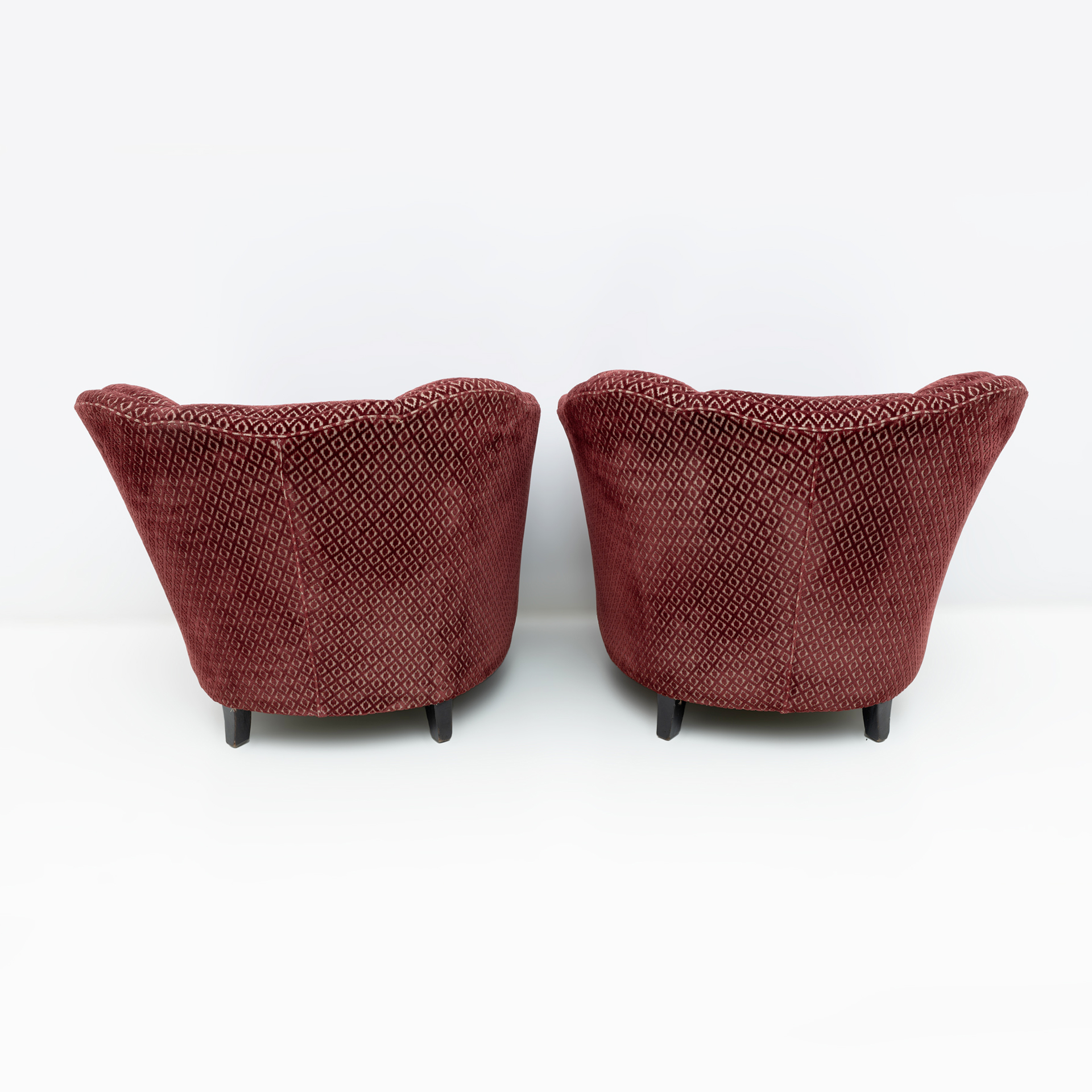 Pair of Gio Ponti Mid-Century Modern Velvet Armchairs for Casa e Giardino, 1950s