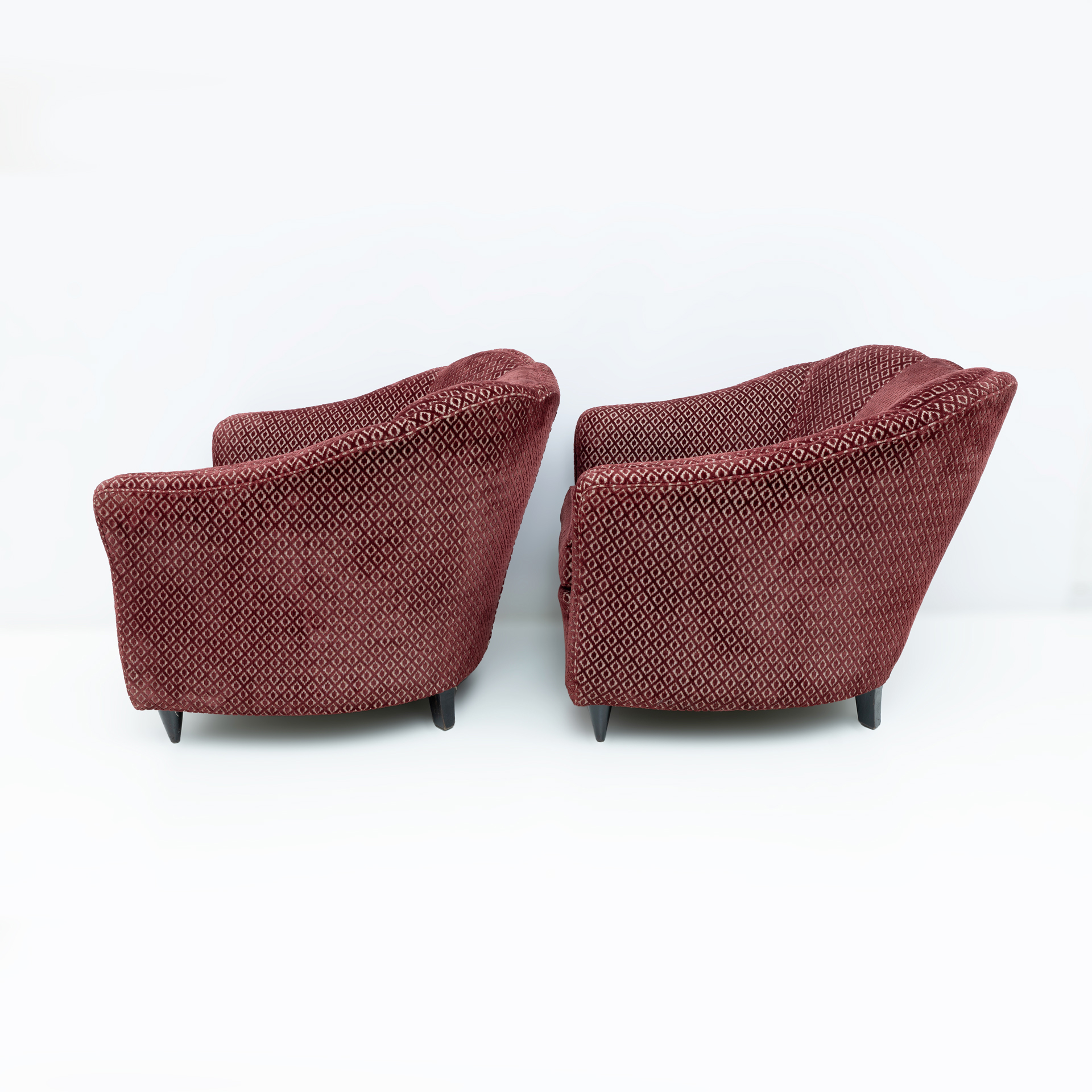 Pair of Gio Ponti Mid-Century Modern Velvet Armchairs for Casa e Giardino, 1950s
