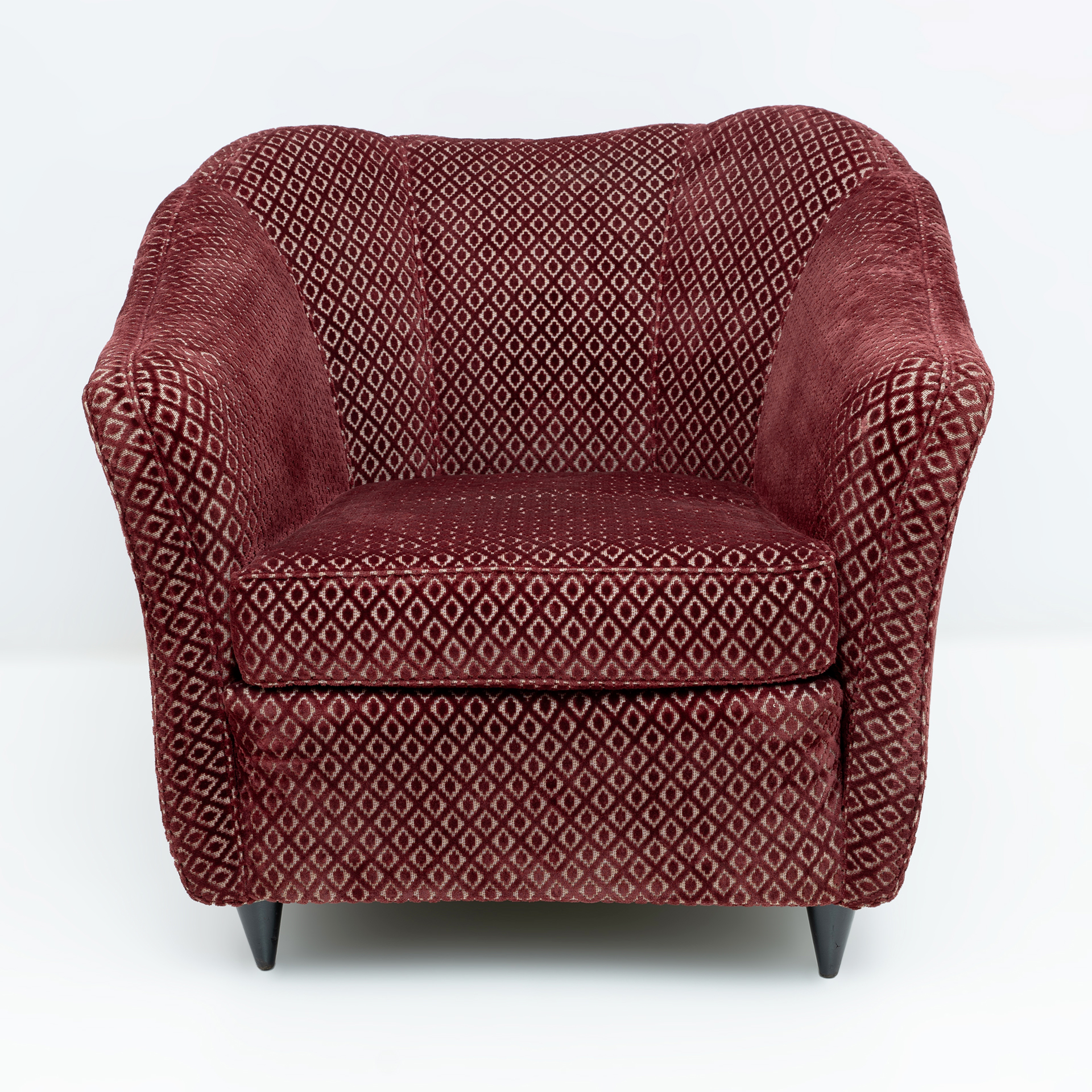 Pair of Gio Ponti Mid-Century Modern Velvet Armchairs for Casa e Giardino, 1950s