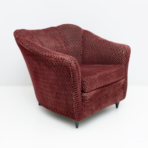 Pair of Gio Ponti Mid-Century Modern Velvet Armchairs for Casa e Giardino, 1950s