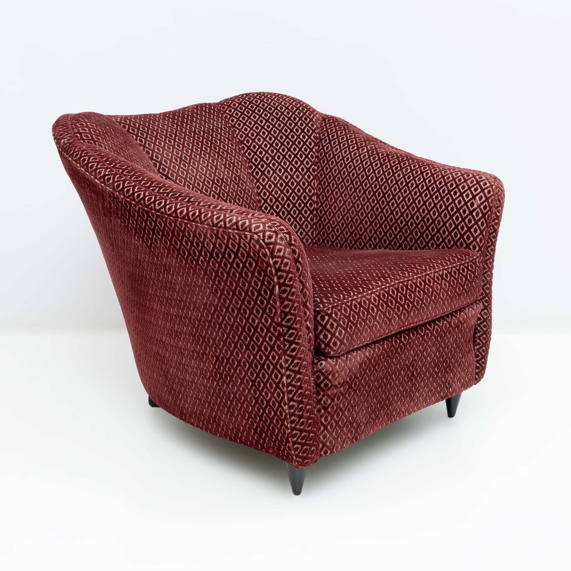 Pair of Gio Ponti Mid-Century Modern Velvet Armchairs for Casa e Giardino, 1950s