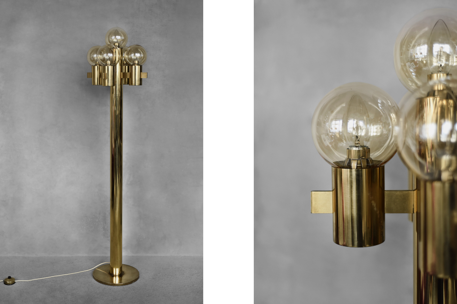 Sculptural Gold Floor Lamp with 5 Lights by Hans-Agne Jakobsson for Hans-Agne Jakobsson AB, 1960s