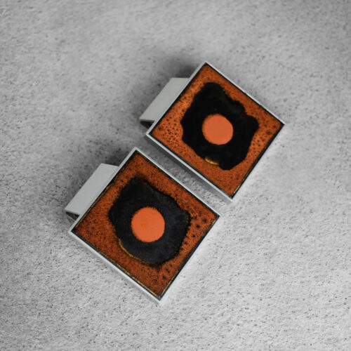 Vintage Brutalist Belgian Metal & Ceramik Entry Door Pull Handle by Juliette Belarti, 1960s, Set of 2