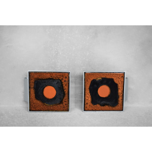 Vintage Brutalist Belgian Metal & Ceramik Entry Door Pull Handle by Juliette Belarti, 1960s, Set of 2