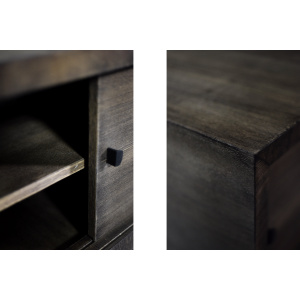 Mid-Century Modern Long Scandinavian Ash Sideboard with Matte Metal Handles, 1960s