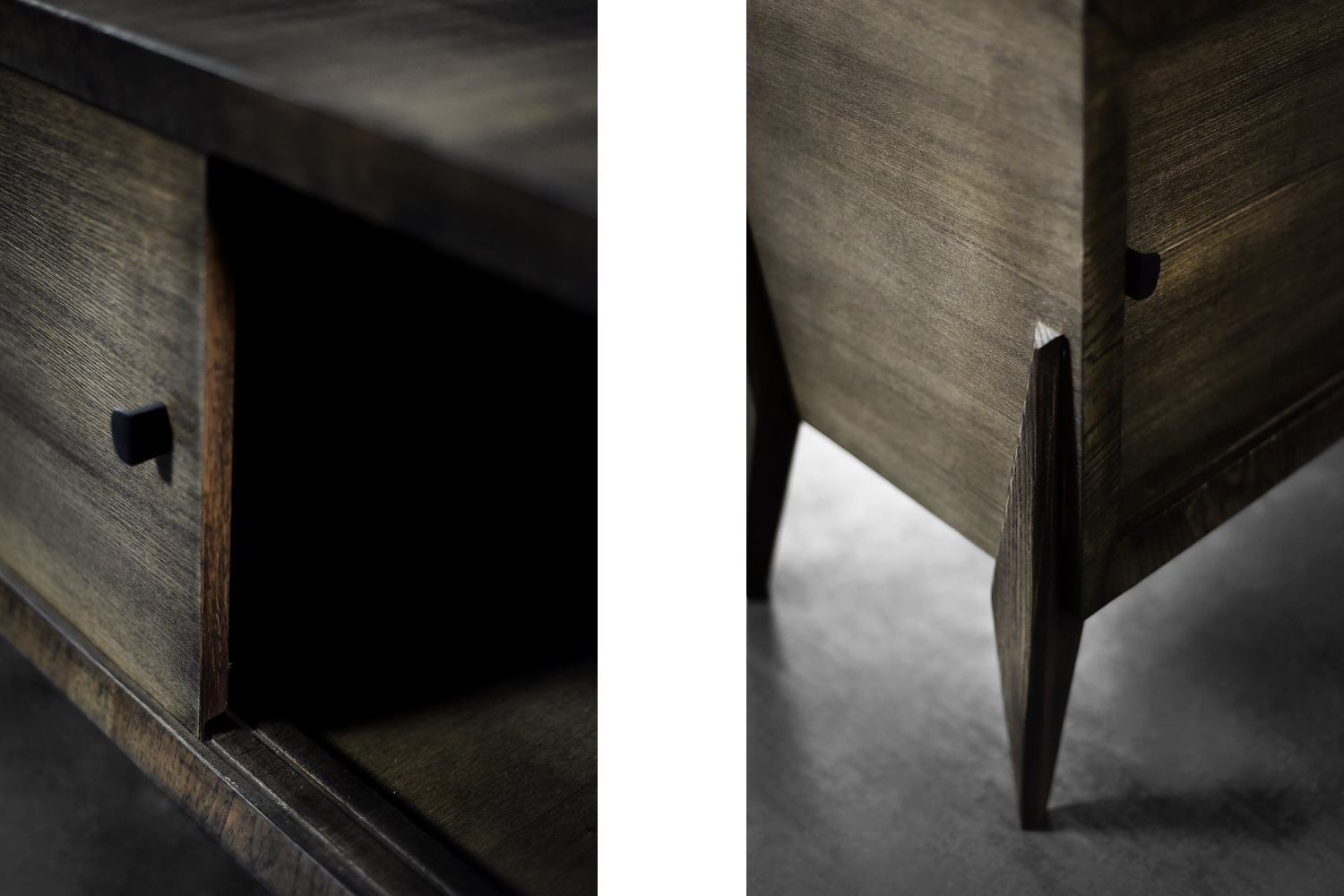 Mid-Century Modern Long Scandinavian Ash Sideboard with Matte Metal Handles, 1960s