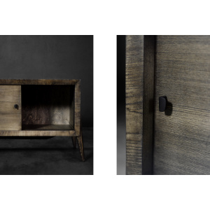 Mid-Century Modern Long Scandinavian Ash Sideboard with Matte Metal Handles, 1960s