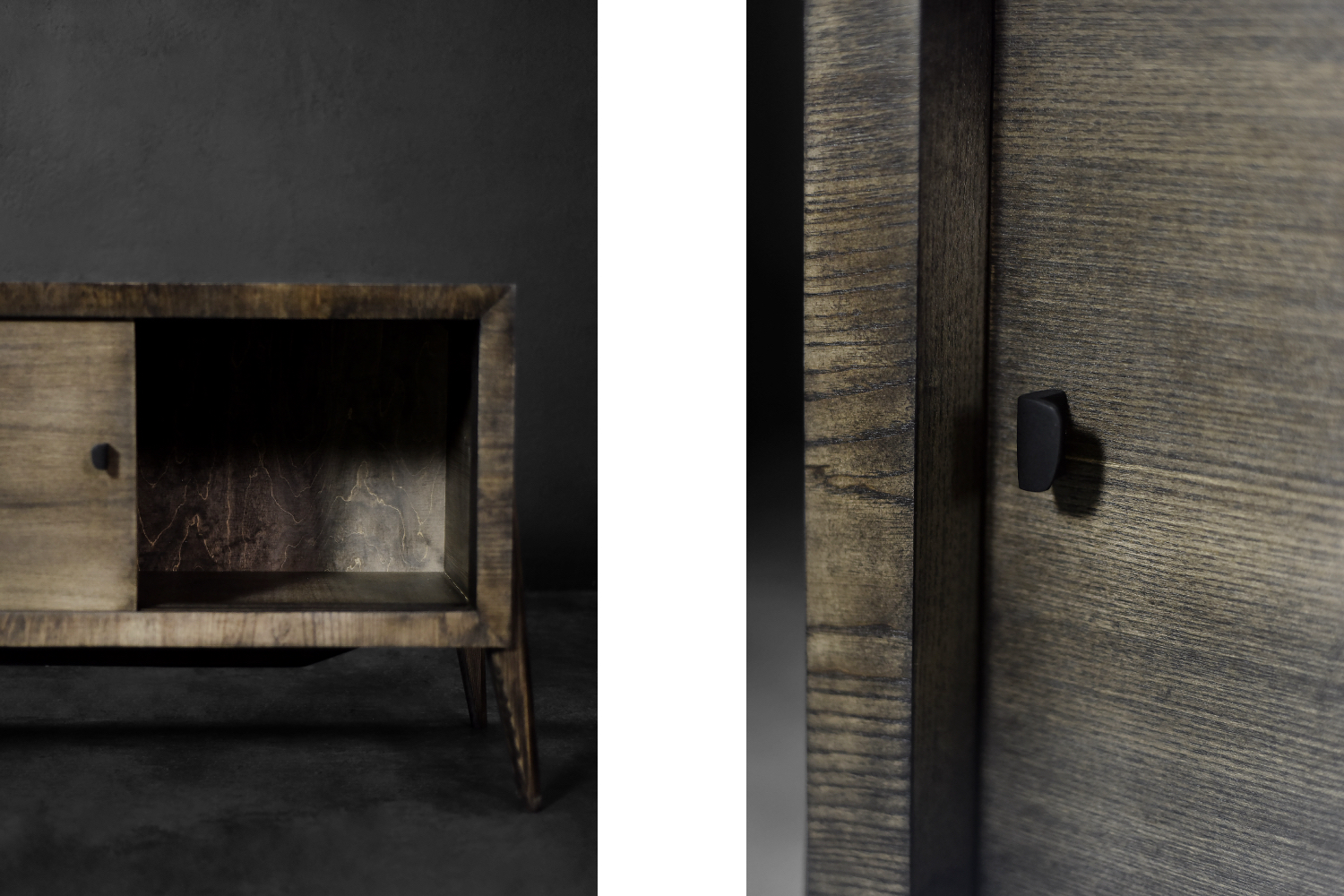 Mid-Century Modern Long Scandinavian Ash Sideboard with Matte Metal Handles, 1960s