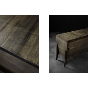 Mid-Century Modern Long Scandinavian Ash Sideboard with Matte Metal Handles, 1960s