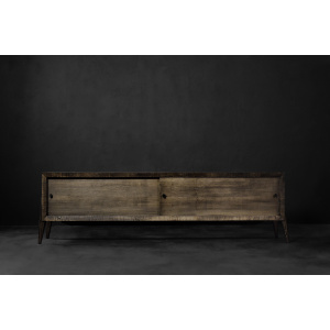 Mid-Century Modern Long Scandinavian Ash Sideboard with Matte Metal Handles, 1960s