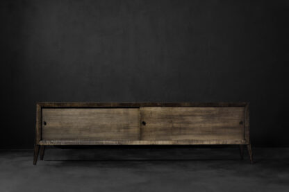 Mid-Century Modern Long Scandinavian Ash Sideboard with Matte Metal Handles, 1960s
