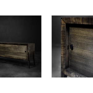Mid-Century Modern Long Scandinavian Ash Sideboard with Matte Metal Handles, 1960s