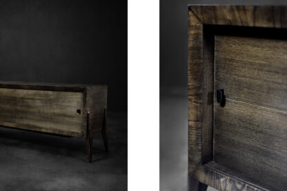Mid-Century Modern Long Scandinavian Ash Sideboard with Matte Metal Handles, 1960s - Image 3
