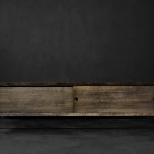 Mid-Century Modern Long Scandinavian Ash Sideboard with Matte Metal Handles, 1960s