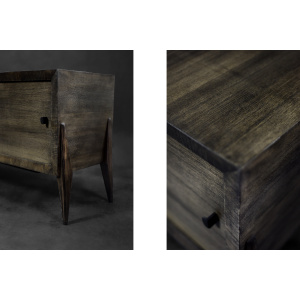 Mid-Century Modern Long Scandinavian Ash Sideboard with Matte Metal Handles, 1960s