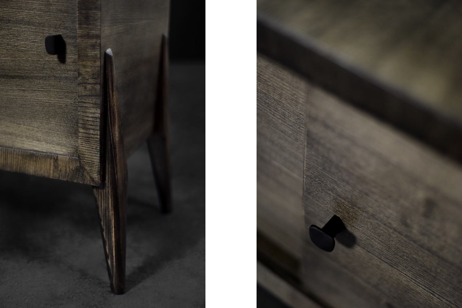 Mid-Century Modern Long Scandinavian Ash Sideboard with Matte Metal Handles, 1960s