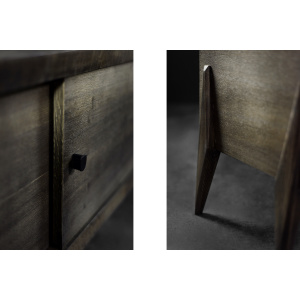 Mid-Century Modern Long Scandinavian Ash Sideboard with Matte Metal Handles, 1960s