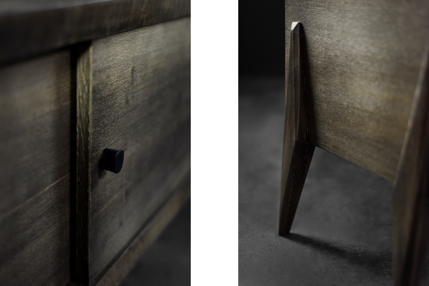 Mid-Century Modern Long Scandinavian Ash Sideboard with Matte Metal Handles, 1960s