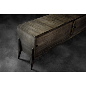 Mid-Century Modern Long Scandinavian Ash Sideboard with Matte Metal Handles, 1960s