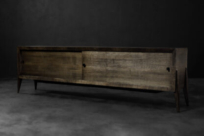 Mid-Century Modern Long Scandinavian Ash Sideboard with Matte Metal Handles, 1960s - Image 11