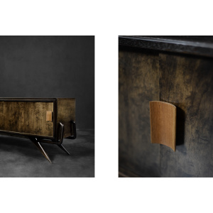 Mid-Century Scandinavian Modern Birch Sideboard with a Futuristic Base, 1960s