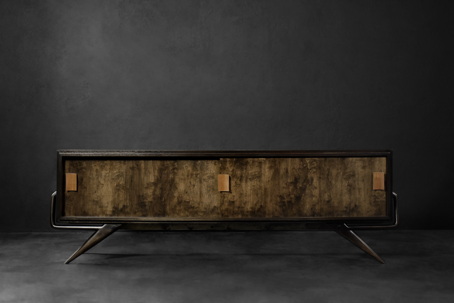 Mid-Century Scandinavian Modern Birch Sideboard with a Futuristic Base, 1960s