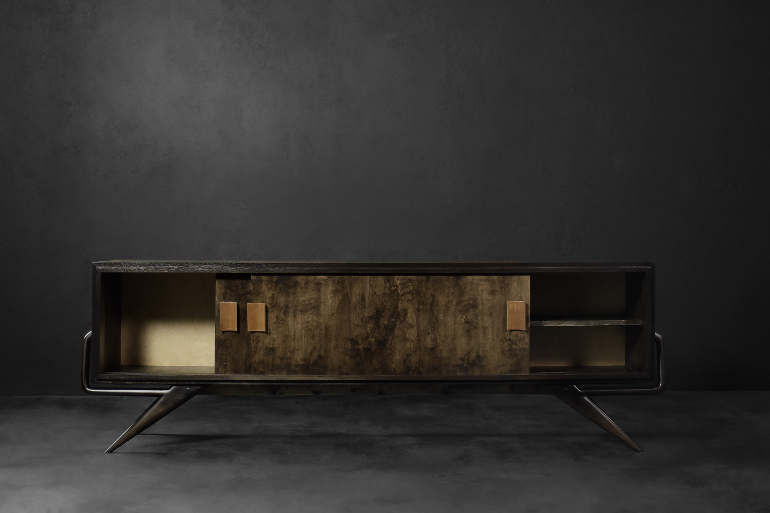 Mid-Century Scandinavian Modern Birch Sideboard with a Futuristic Base, 1960s