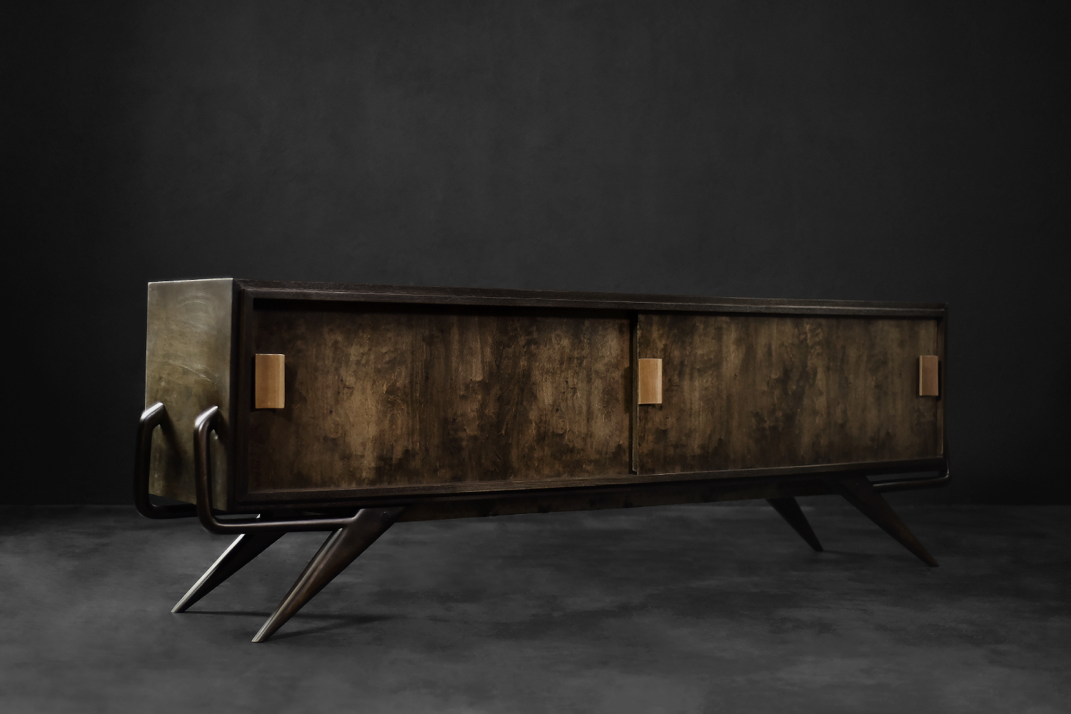 Mid-Century Scandinavian Modern Birch Sideboard with a Futuristic Base, 1960s