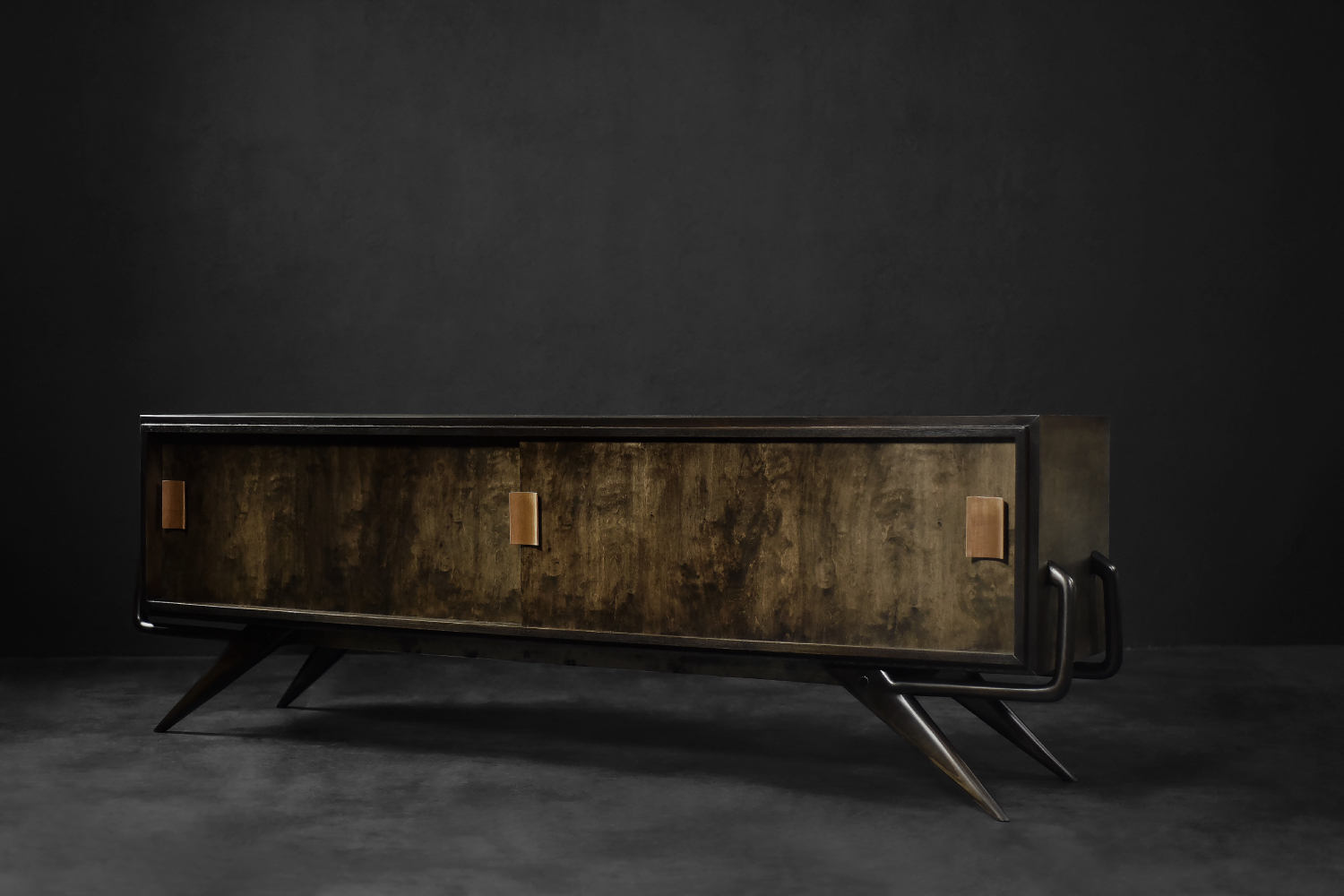 Mid-Century Scandinavian Modern Birch Sideboard with a Futuristic Base, 1960s