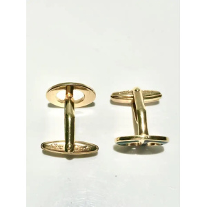 1980s Christian Dior Gold Tone Metal Black Enamel Cufflinks