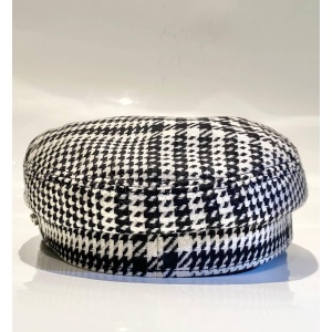 1990s Gianni Versace Black and White Houndstooth Flat Cap