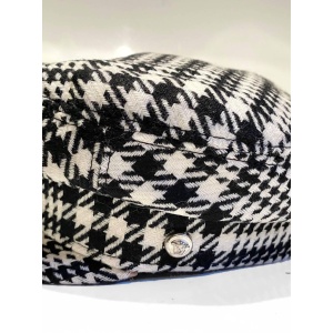 1990s Gianni Versace Black and White Houndstooth Flat Cap