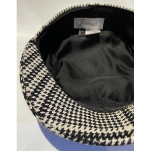 1990s Gianni Versace Black and White Houndstooth Flat Cap