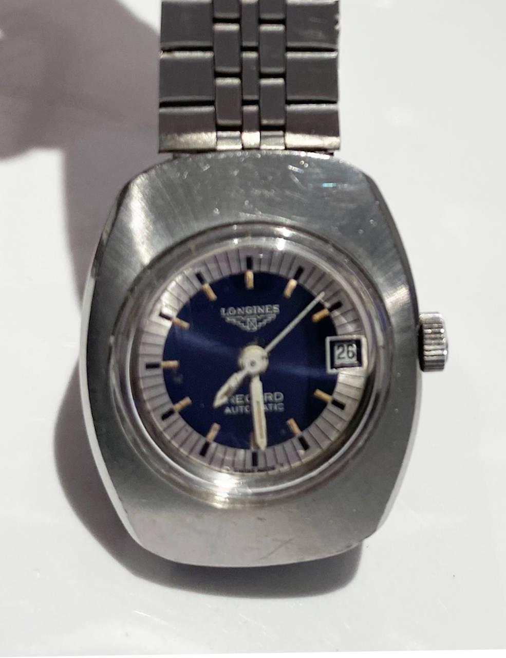 1970s Longines Record Automatic Steel Watch