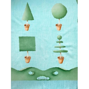1980s Bvlgari by Davide Pizzigoni Mint Green Silk Scarf