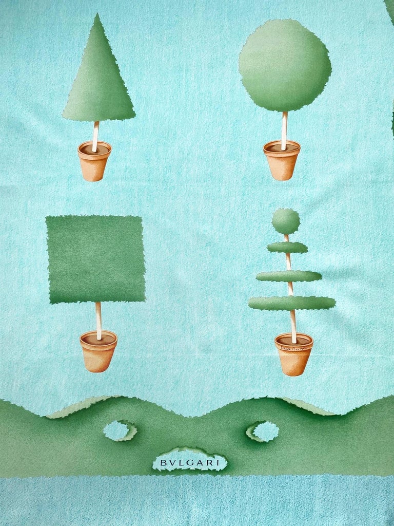 1980s Bvlgari by Davide Pizzigoni Mint Green Silk Scarf