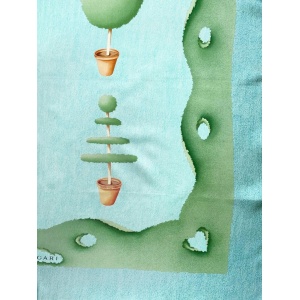 1980s Bvlgari by Davide Pizzigoni Mint Green Silk Scarf