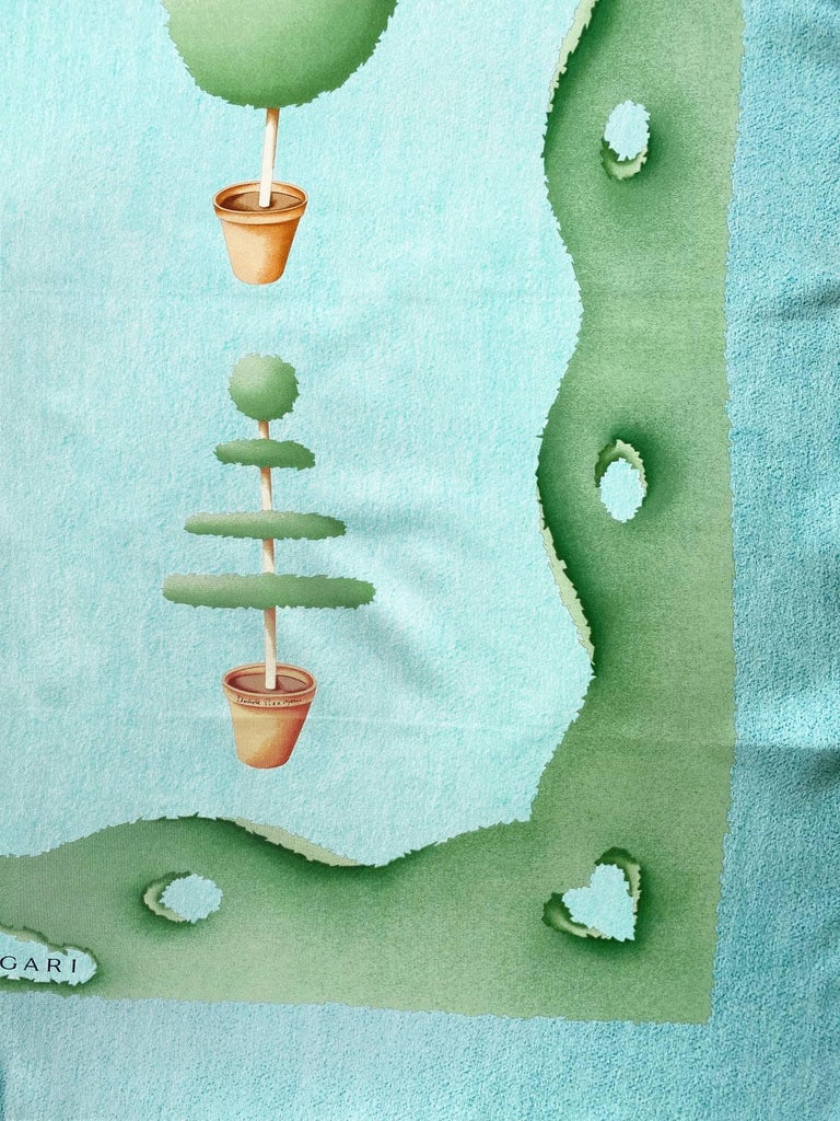 1980s Bvlgari by Davide Pizzigoni Mint Green Silk Scarf