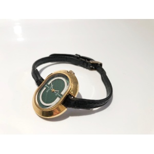 1970s Bulova for Christian Dior 14K Gold Plated Oval Green Dial Wristwatch