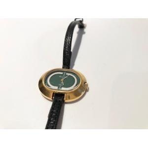 1970s Bulova for Christian Dior 14K Gold Plated Oval Green Dial Wristwatch