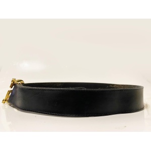 1980s Gucci GG Double GG Gold Metal Buckle Black Leather Belt