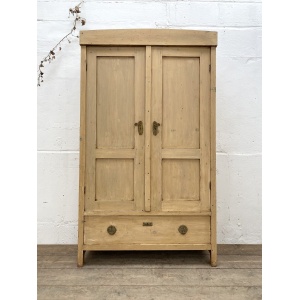 Antique European Pine Wardrobe Cupboard in Original Paint